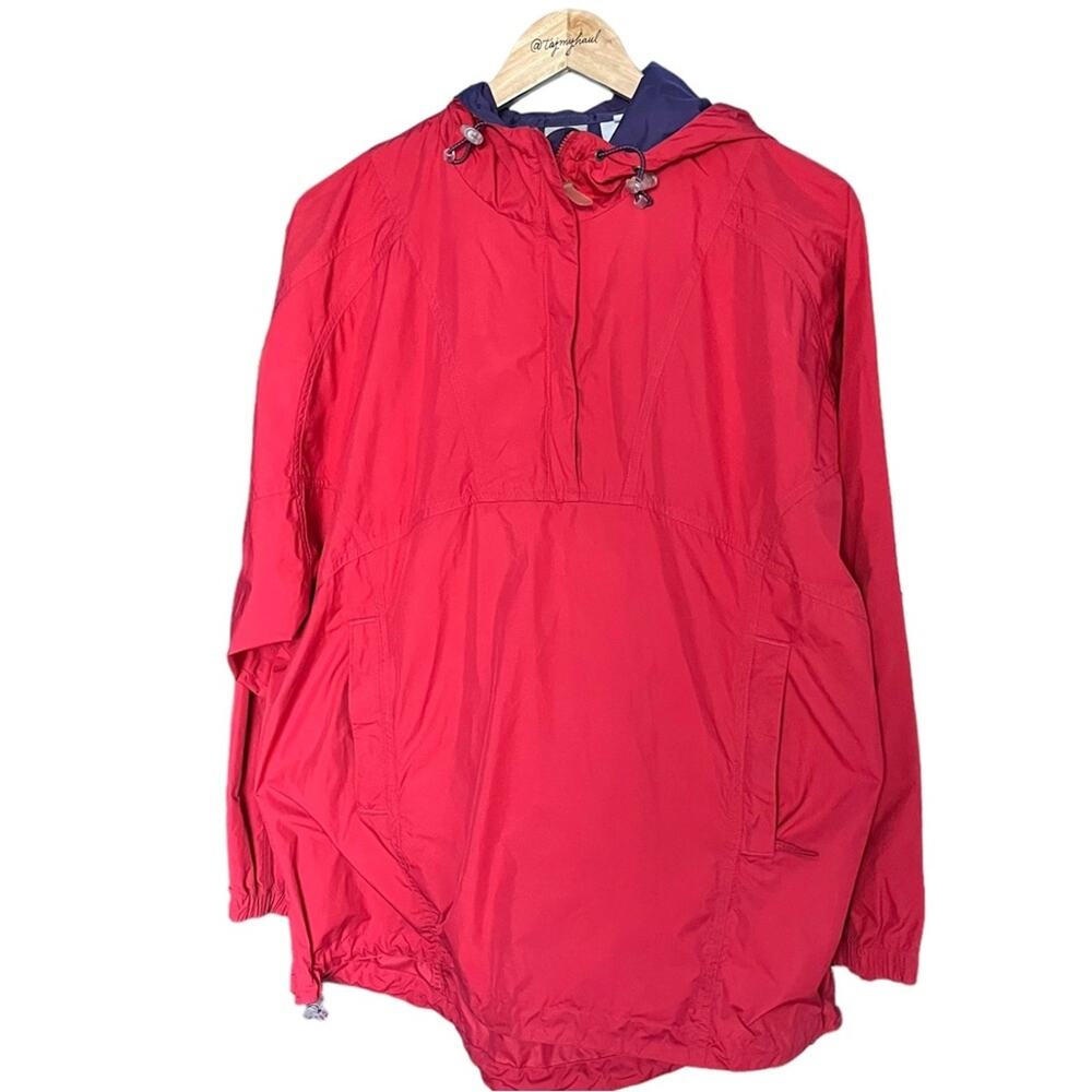 Title Nine tomato red rain jacket hood water resistant Large